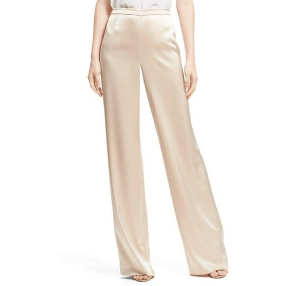 💕ST. JOHN💕 Liquid Satin Pant Elastic Back Pull-On Wide-Leg ~ Travertine M NWOT - Picture 7 of 16